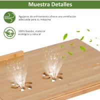 HOMCOM Mesa de Ordenador Portátil Bambú Bandeja de Cama Desayuno Plegable Reclinable Altura Ajustable Soporte Escritorio de regazo 1 Cajón 72x35x22-30cm(m-4)