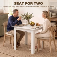 HOMCOM Square Dining Table, Modern Small Dining Table with Wood Effect, Space Saving, Non-slip Foot Pads, White(m-4)