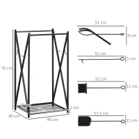 HOMCOM Portalegna da Interno ed Esterno in Acciaio con 4 Attrezzi Inclusi, Capacità 100kg 46x30x76cm Nero(m-3)