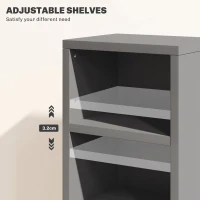 HOMCOM Set of 2 CD Media Display Shelf Unit Tower Rack with Adjustable Shelves, High Gloss Grey(m-6)