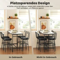 HOMCOM 5-teiliges Bartisch-Set mit 4 Stühlen, Industrielles Design, für Küche, Esszimmer, Stahl, Hellgrau(m-6)