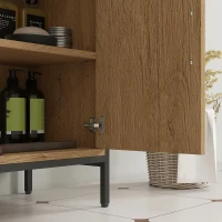 HOMCOM Bathroom Vanity Unit, Under Sink Storage Cabinet with 2 Doors, Adjustable Shelf for Basin without or with Pedestal, Oak(m-9)