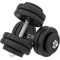 HOMCOM Set 12 Manubri Palestra da 50kg (8x5kg, 4x1.5kg), in Acciaio e Plastica PE, Nero(m-11)