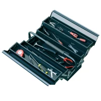 Durhand Gereedschapskist gereedschapskoffer 5 bakken staal donkergroen 45 x 22,5 x 34,5 cm(m-10)