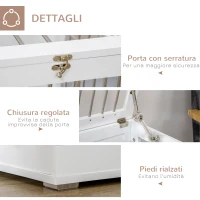 PawHut Casetta per Cani Taglia Media con 2 Porte Bloccabili, Gabbia in Acciaio e MDF, 80x50x56.5 cm, Bianco(m-5)
