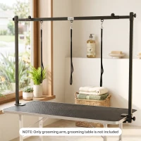 PawHut Dog Grooming Arm Adjustable H-Shape Dog Grooming Table Arm with Clamp and 3 Nooses Black(m-9)