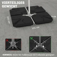 Outsunny Gewichtsbases voor Parasolstandaard, Vulbaar met Water en Zand, Kunststof, 103L x 103B x 8,3H cm, Zwart(m-3)