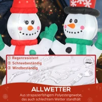Outsunny Opblaasbare Sneeuwmanfamilie, 1,8 m Kerstdecoratie met LED-verlichting voor Binnen en Buiten(m-7)