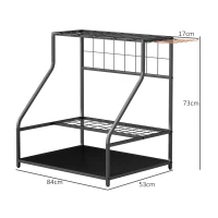 Outsunny Gereedschapsrek voor Tuin - 3-laags Plank voor Gereedschap, Tuin Gereedschapsorganisator, Metaal, Oranje(m-3)