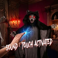 HOMCOM Halloween Standing Werewolf Animated Decoration with Light-Up Eyes, Sound and Touch Activated(m-5)