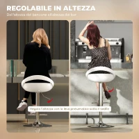HOMCOM Set 2 Sgabelli da Bar Girevoli con Poggiapiedi, Altezza Regolabile Base in Acciaio Seduta in ABS, Bianco(m-4)