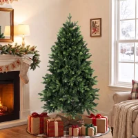 HOMCOM Artificial Christmas Tree, Hinged Xmas Tree with 1620 PE & PVC Branch Tips, 5ft, Green(m-2)