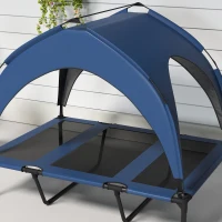 PawHut Hondenbed voor buiten, weerbestendig, verhoogd frame, 106 x 76 x 94 cm, Donkerblauw(m-8)
