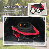 PawHut Rimorchio Bici e Passeggino Pieghevole per Cani Media, 2 in 1 in Acciaio e Tessuto Oxford 600D, Rosso(m-5)