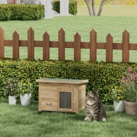PawHut Kattenhuis Kattenhut Kattenhol, weerbestendig, Kat 6 kg, 57 cm x 45 cm x 43 cm, Natuur(m-2)