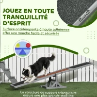 PawHut Agility sport pour chien bascule équipement entrainement chien bois sapin pré-huilé feutre bitumé antidérapant gris noir(m-5)