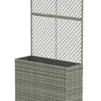 Outsunny Rattan Planter with Trellis, Raised Beds for Garden with Liner for Climbing Plants Vegetables Flowers, Dark Grey(m-11)