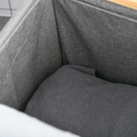 HOMCOM Cesto para Ropa Sucia de Bambú Cesto Rectangular de Ropa Portátil con Tapa y Bolsa Extraíble Mueble de Baño Dormitorio 40x35,5x60,5 cm Color Natural y Gris(m-9)