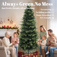 HOMCOM Geneva Fir Hinged Xmas Tree, 7ft/210cm Artificial Christmas Tree with 2079 Branch Tips, Foldable Steel Stand, Green(m-4)