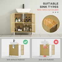 HOMCOM Bamboo-Blend Retro Cut-Out Under Sink Cabinet(m-4)