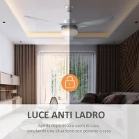 HOMCOM Ventilatore da Soffitto con Luce LED a 3 Modalità con Telecomando, 6 Velocità, Φ132x40cm(m-7)