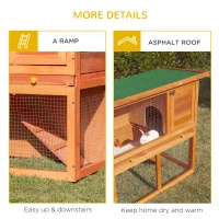 PawHut Two-Tier Rabbit Hutch, Wooden Outdoor Pet Cage, with Opening Top(m-7)