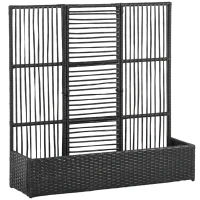 Outsunny Blumenkasten mit Spalier, wetterfest, Polyrattan, 103 x 29 x 103 cm, Schwarz(m-1)