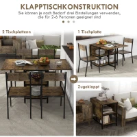 HOMCOM Opvouwbare eettafel, industriële stijl, 140 cm x 80 cm x 75 cm, bruin + zwart(m-4)