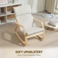 HOMCOM Comfortable Relax Rocking Chair, Upholstered Lounge Chair Recliner with High Back and Headrest for Living Room, Bedroom, Cream White(m-5)