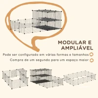 PawHut Recinto para Pequenos Animais Recinto Metálico para Animais com Forma Personalizável para Coelhos Porquinho da Índia 175x105x70 cm Preto(m-5)