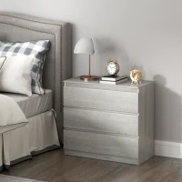 HOMCOM Chest of Three Drawers - Grey Wood Effect(m-7)