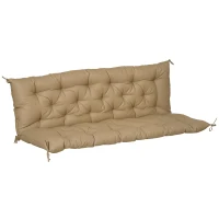 Outsunny 3-zits bankkussen 150x98x8 cm bankkussen met bandjes, bankpolster voor tuinmeubelen Hollywoodschommel, Khaki(m-11)