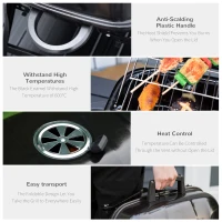 Outsunny  Portable Charcoal  Barbecue BBQ Grill Compact Folding Camping Picnic Garden Party Festival Cooker Table Top with Metal Grid(m-6)