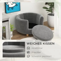 PawHut Huisdierenbed voor Honden en Katten, met Houten Poten, Verhoogd, Flanelhoes, Afneembaar Kussen, Grijs(m-6)