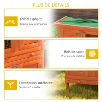 PawHut Clapier à lapin cage à lapin double niveau plateaux coulissants 4 portes verrouillables toit ouvrant 90L x 45l x 90H cm(m-7)