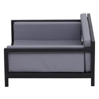 PawHut Deluxe PU Pet Sofa Couch Soft Dog Puppy Cat Sleep Bed Metal Frame Grey 64L x 52W x 27.5H cm(m-4)