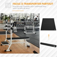 HOMCOM Vélo d'appartement pliable 8 niveaux de résistance magnétique dossier selle réglable écran LCD capteur fréquence cardiaque + Tapis de protection sport enroulable revêtement antidérapant PVC(m-4)