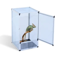 PawHut Reptile Tank Cage Aluminum Vivarium Waterproof Pet Breeder Breeding Snake Lizard Turtle Spider Tall Enclosure (Large Size)(m-2)