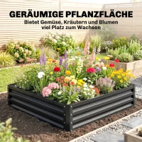 Outsunny Bedplantenbak met stalen kast grijs 120 x 120 x 30 cm(m-4)