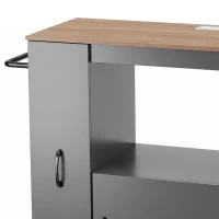 HOMCOM Kitchen Trolley on Wheels, Rolling Kitchen Island Cart with Power Outlet, Cabinet, Pull-Out Drawer, Grey(m-11)