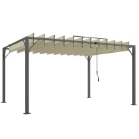 Outsunny Pérgola 390x2 para Jardim com Desenho de Lâminas Superiores Giratórias até 135° Proteção UV 50+ para Pátio Terraço Creme(m-1)
