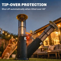 Outsunny 11 KW Freestanding Gas Patio Heater, Adjustable Outdoor Garden Propane Heater with Tip-Over Switch, Wheels, Pulse Ignition, Tank Room with Openable Door, Black(m-5)