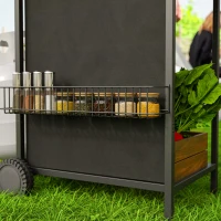 Outsunny Barbacoa de Gas con 3 Quemadores Quemador Lateral Tapa con Termómetro Parrilla y Mesa Lateral Ruedas 108x54x97 cm Negro(m-9)