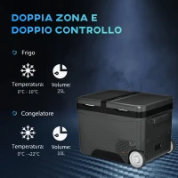 Outsunny Frigo Portatile Elettrico 35L da 12 Volt con Maniglia e Schermo LCD, 63.2x42x42.8 cm, Grigio(m-4)