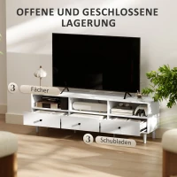 HOMCOM TV-Kommode, TV-standaard voor 190,5 cm schermen, 3 open vakken, 3 laden, spaanplaat, wit(m-4)