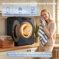 HOMCOM 5kg Ablufttrockner, 1000W Kompakter freistehender Frontlader-Wäschetrockner mit Edelstahltrommel, Timer, Blau(m-5)
