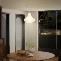 HOMCOM Candeeiro Suspenso Moderno Candeeiro de Teto com Ecrã de Impressão 3D Iluminação para Sala de Jantar Ø22x18 cm Branco(m-10)