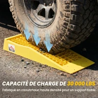 HOMCOM Ensemble de 2 rampes pour voiture véhicule utilitaire rampe de chargement dim. 70L x 19,5l x 7,8H cm PP jaune(m-5)