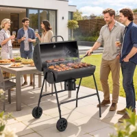 Outsunny Steel Charcoal BBQ, with Ash Catcher and Warming Rack(m-13)
