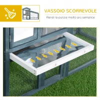 PawHut Gabbia per Conigli e Animali da Compagnia in Legno 2 piani di Abete Doppia Porta 140x65x100cm Verde e Bianco(m-6)
